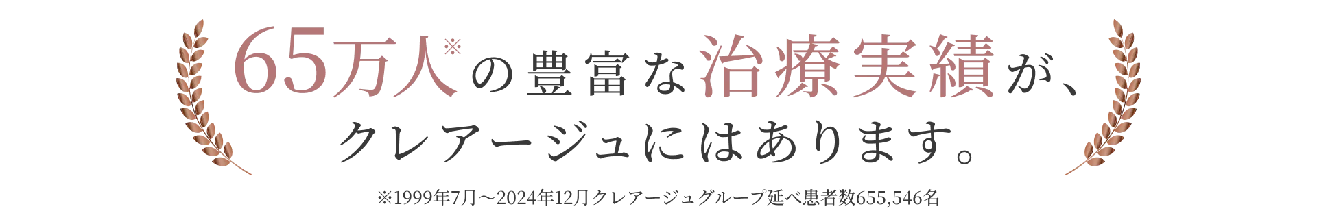 65万人の豊富な治療実績が、クレアージュにはあります。