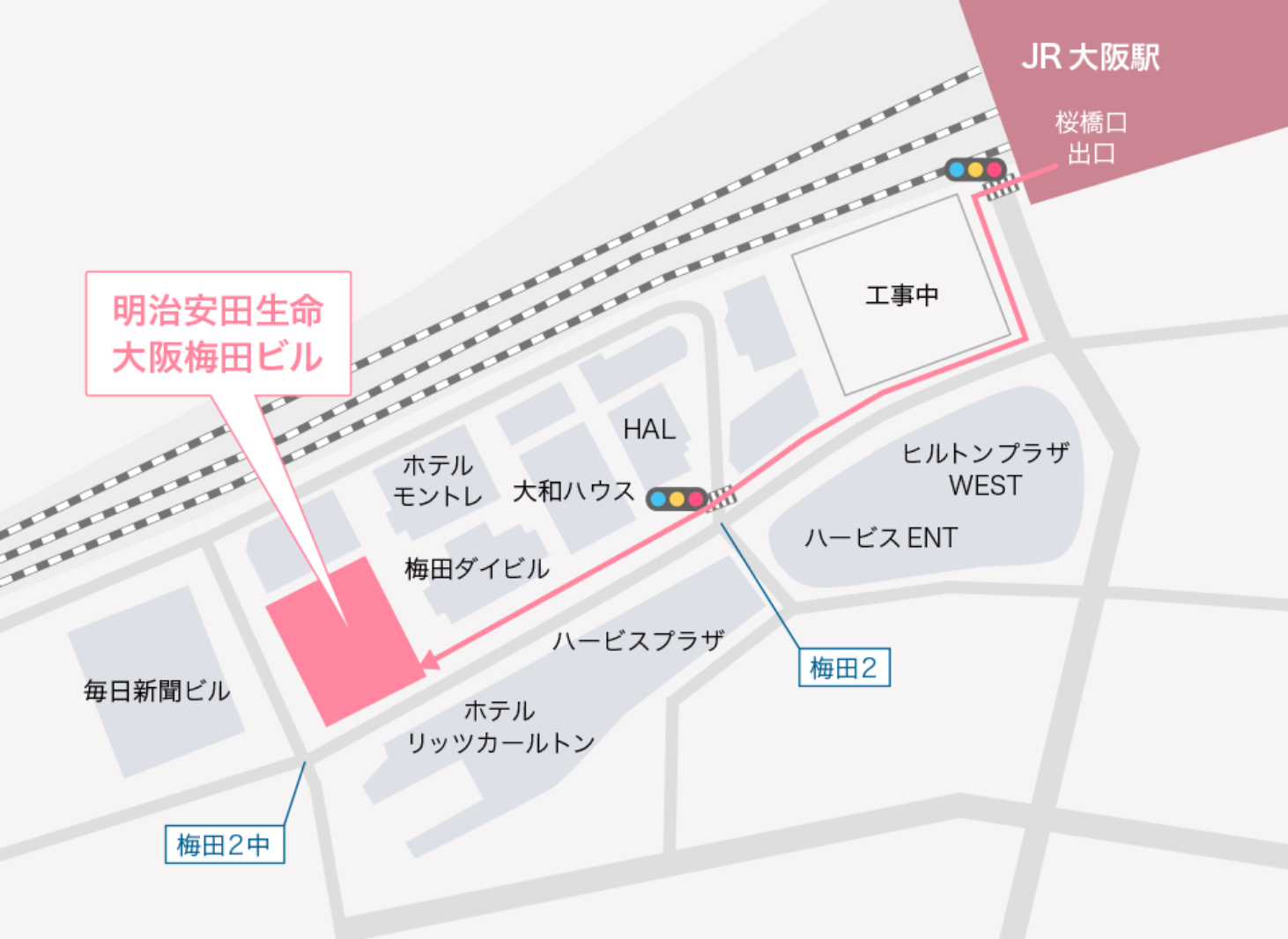 JR大阪駅からの地図