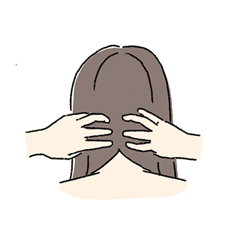 後頭部から頭頂部へ