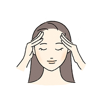 こめかみ・生え際から頭頂部へ